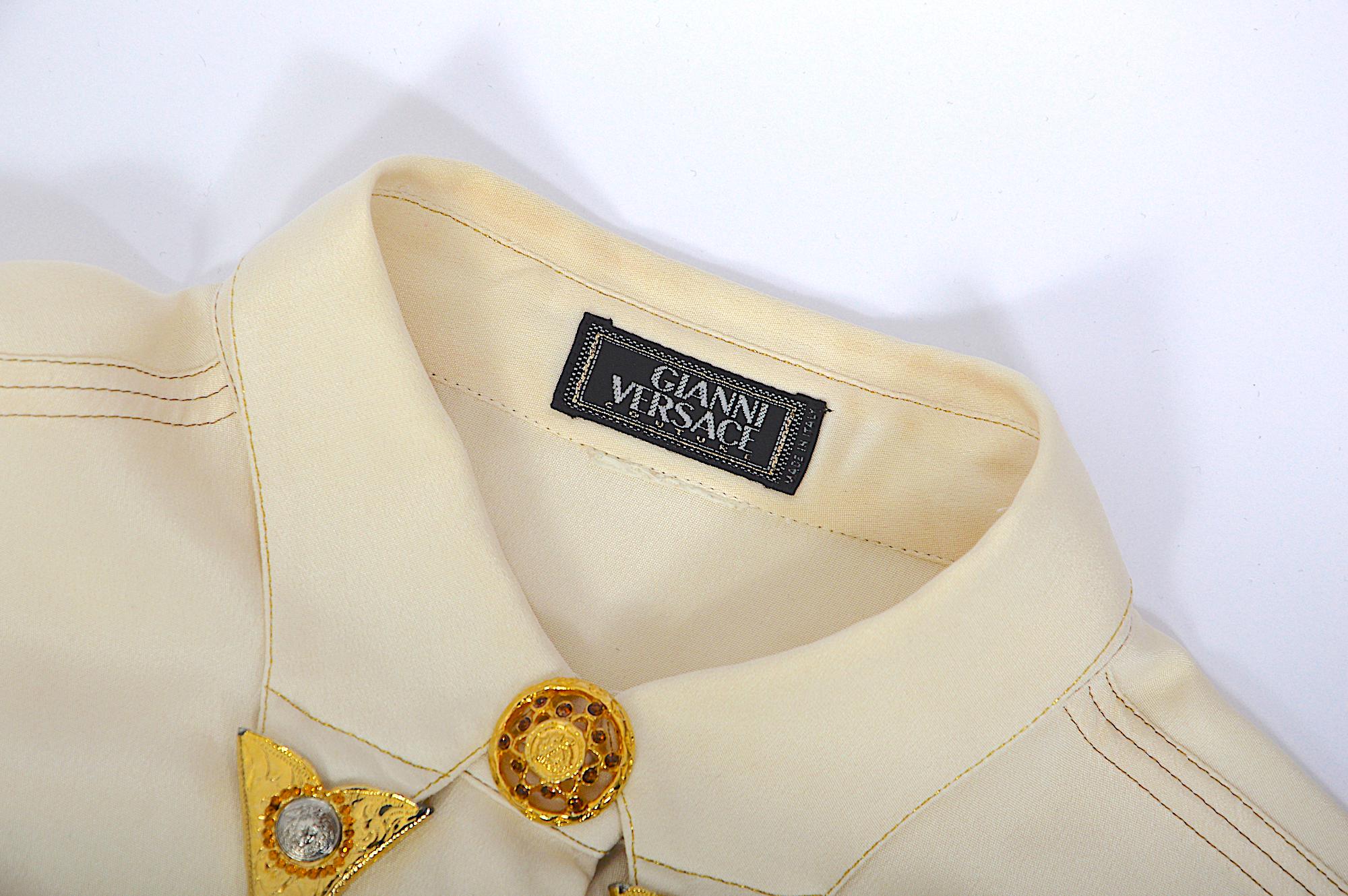 Gianni Versace couture F/W 1992 miss S&M show silk embellished western shirt 8