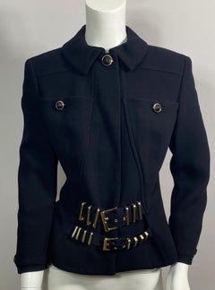 Gianni Versace Couture F/W 1992 Runway S&M Bondage Black Jacket-Size 6
