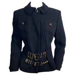 Gianni Versace Couture F/W 1992 Runway S&M Bondage Black Jacket-Size 6