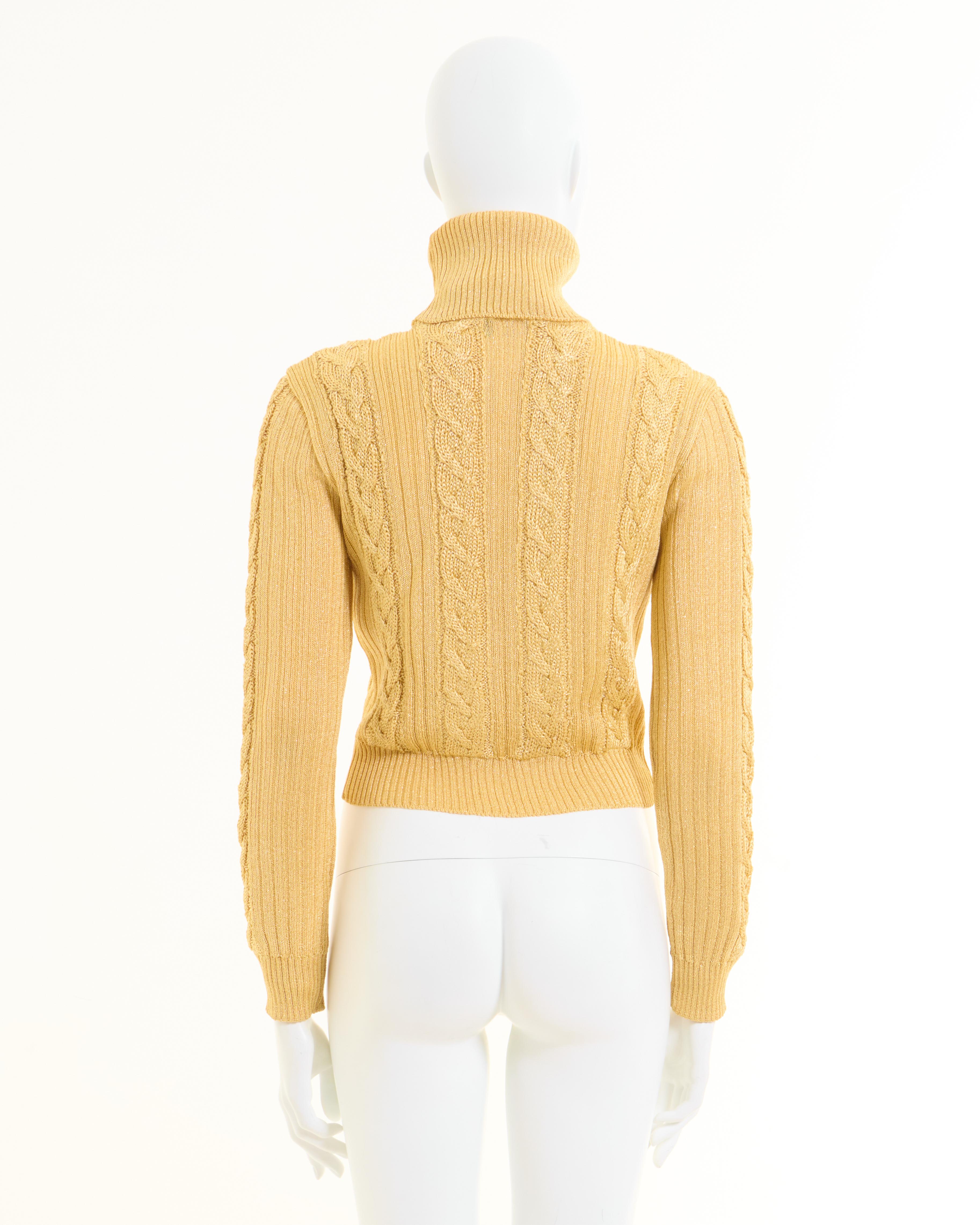 Gianni Versace Couture F/W 1994 Gold Lurex Rollkragenpullover Damen im Angebot