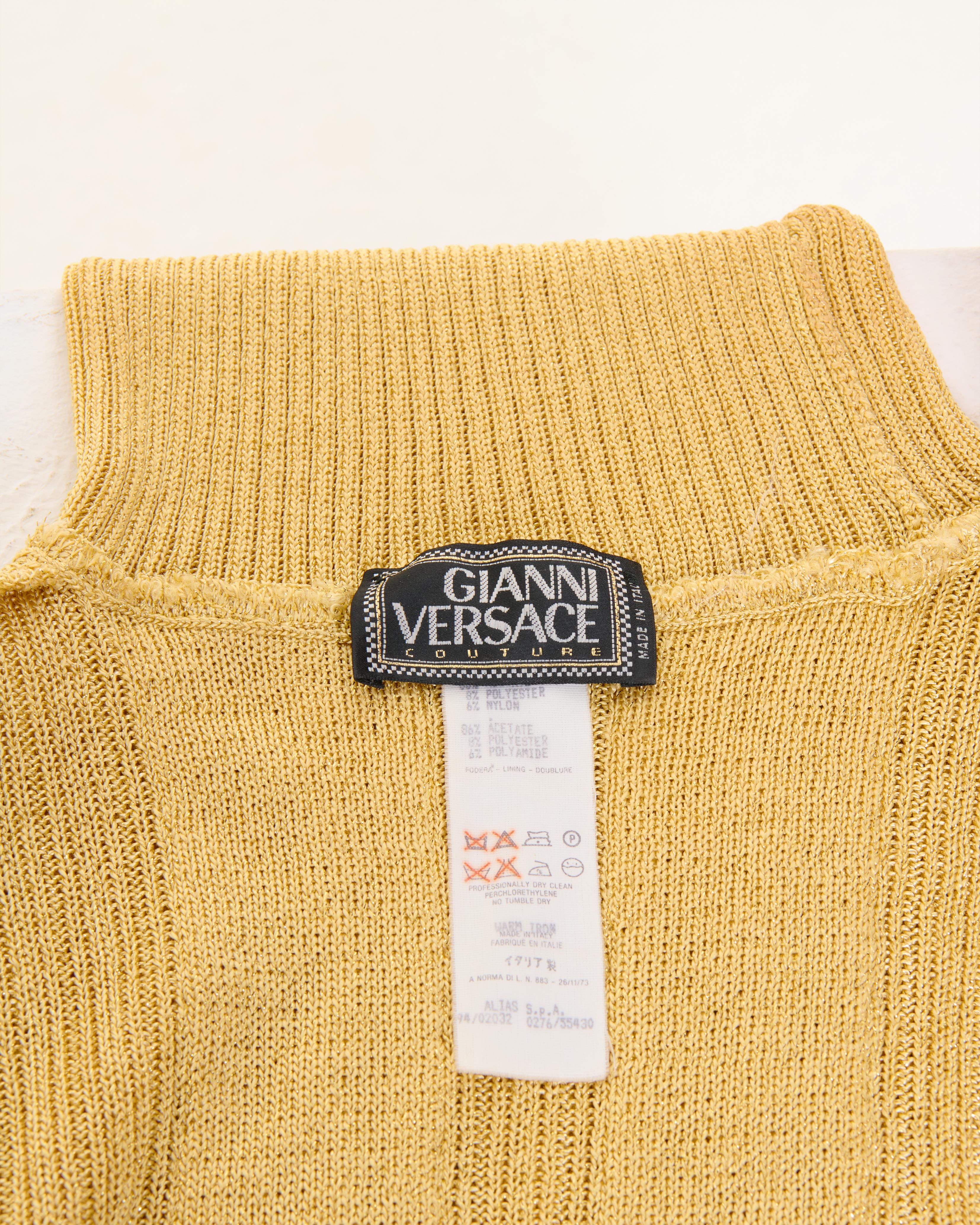 Gianni Versace Couture F/W 1994 Gold Lurex Rollkragenpullover im Angebot 3