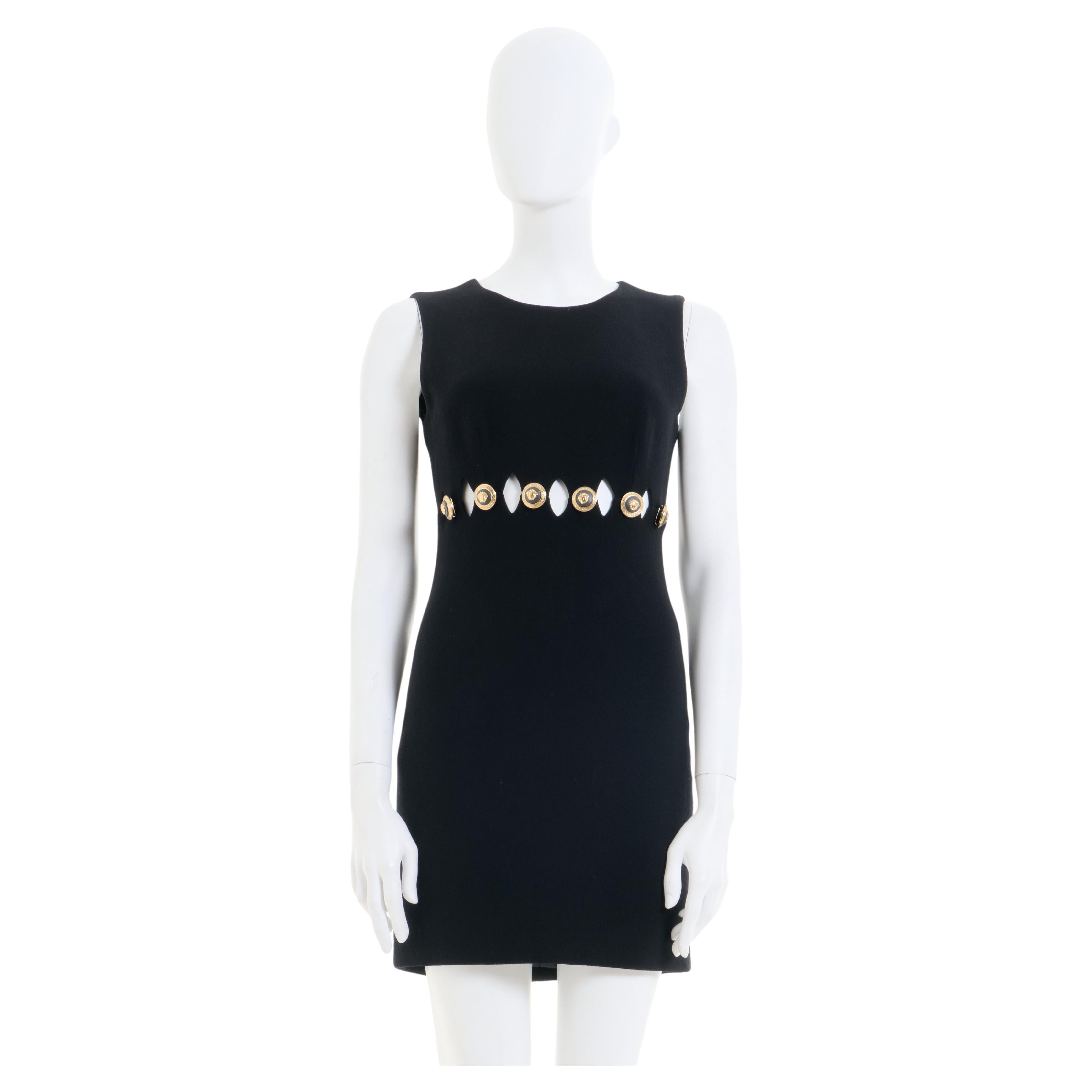 Gianni Versace Couture F/W 1994 Medusa Midi Cut-Out Dress For Sale