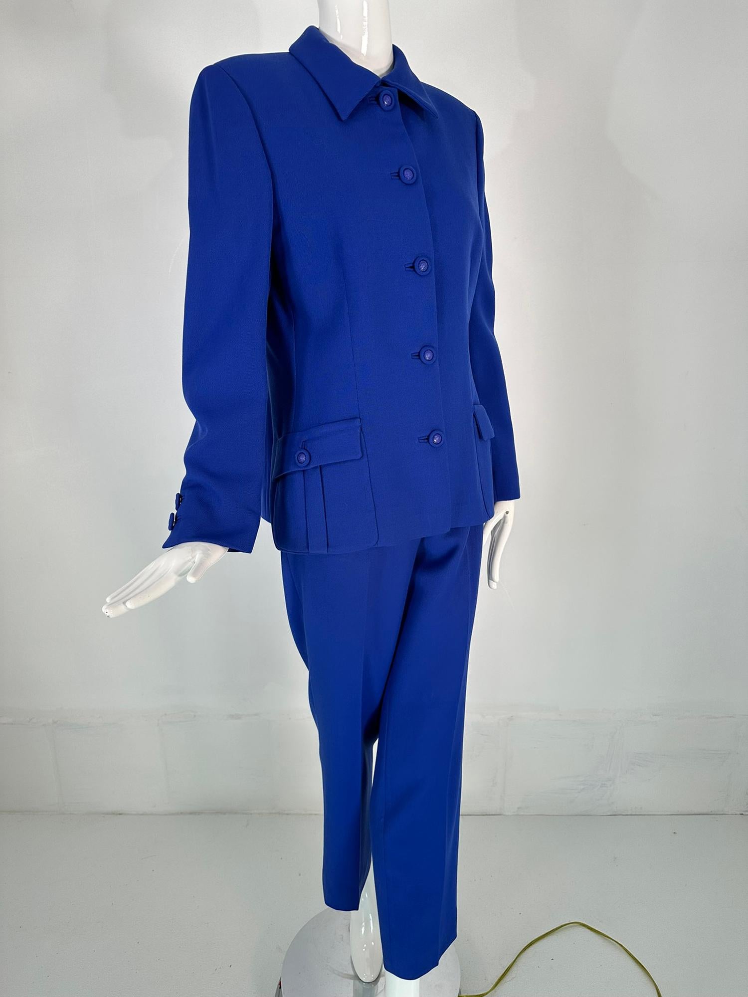 Gianni Versace Couture F/W 1995 Royal Blue Wool Pant Suit  For Sale 6