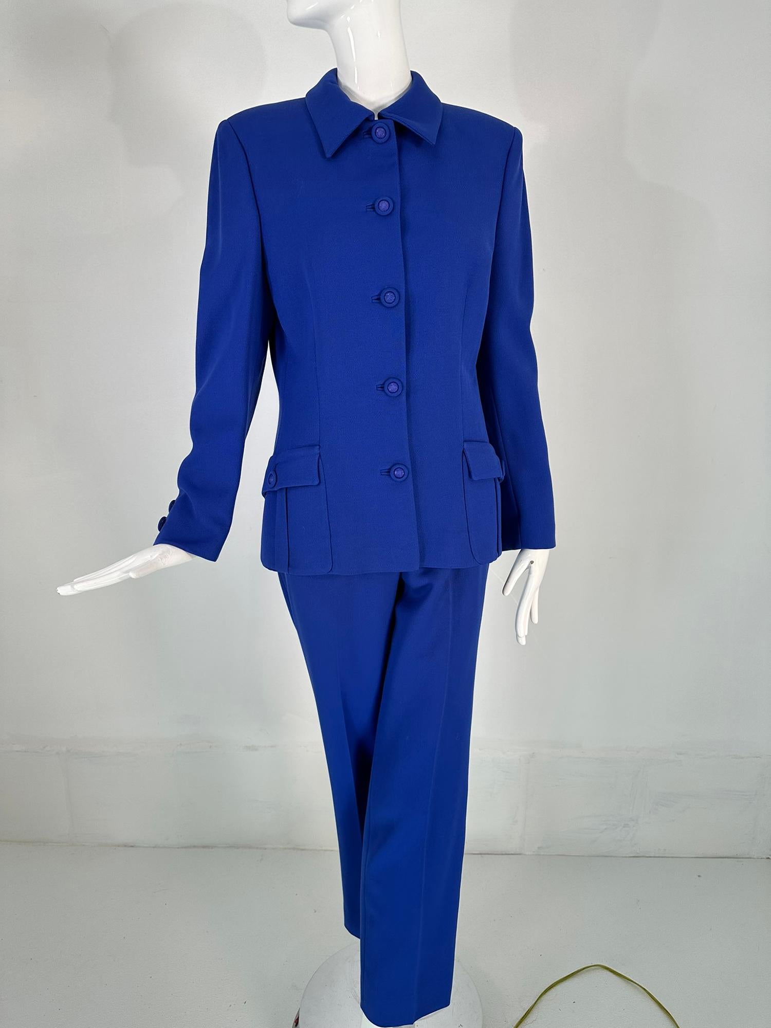 Gianni Versace Couture F/W 1995 Royal Blue Wool Pant Suit  For Sale 7