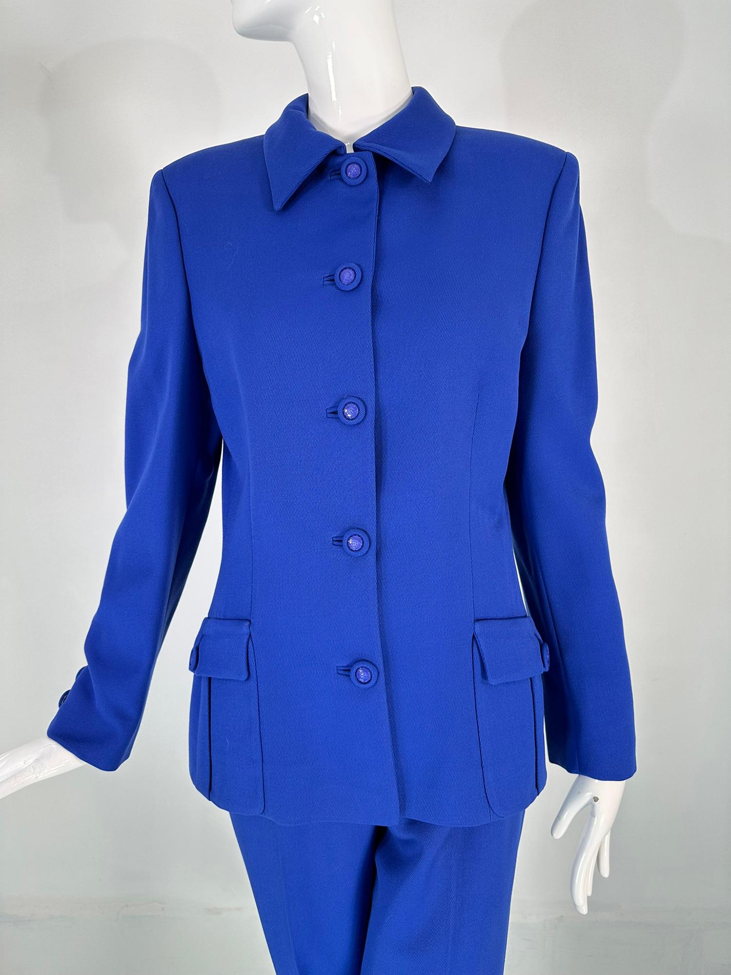 Gianni Versace Couture F/W 1995 Royal Blue Wool Pant Suit  For Sale 8
