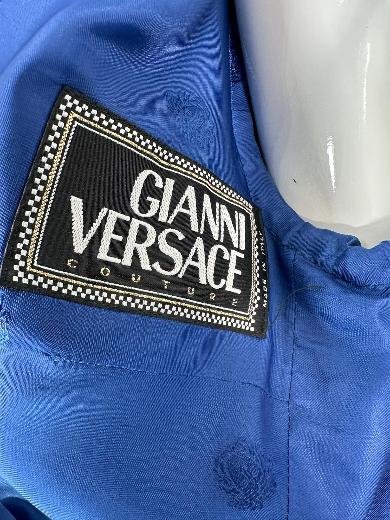 Gianni Versace Couture H/W 1995 Königsblauer Wollhosenanzug  im Angebot 10