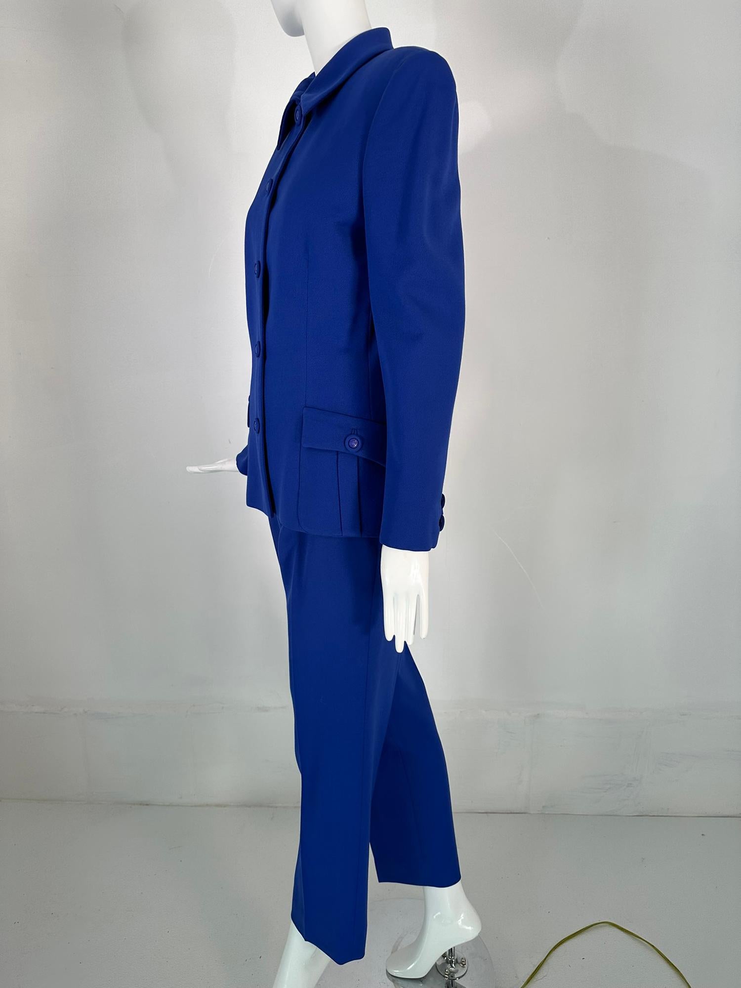 Gianni Versace Couture F/W 1995 Royal Blue Wool Pant Suit  In Good Condition For Sale In West Palm Beach, FL