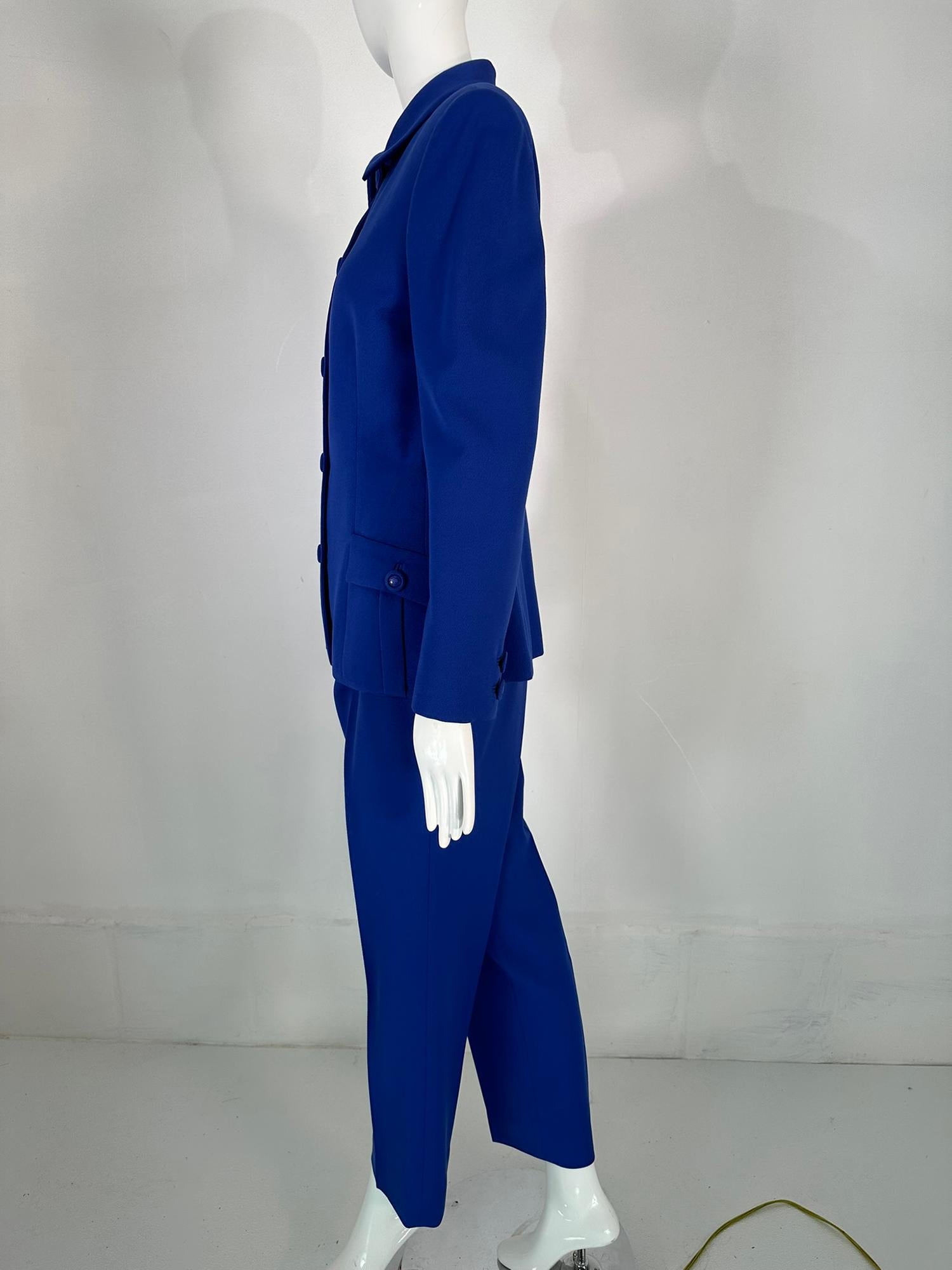 Women's Gianni Versace Couture F/W 1995 Royal Blue Wool Pant Suit  For Sale
