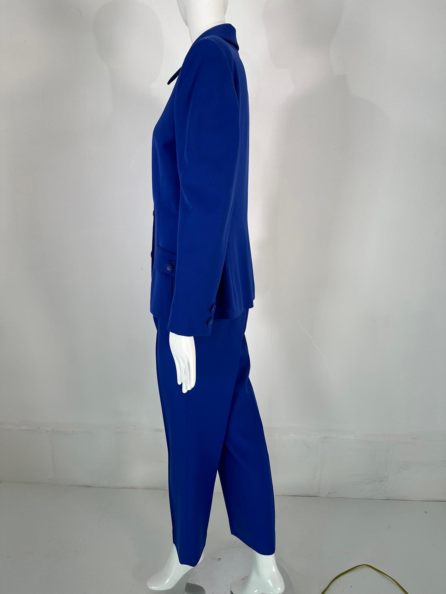 Gianni Versace Couture H/W 1995 Königsblauer Wollhosenanzug  im Angebot 1
