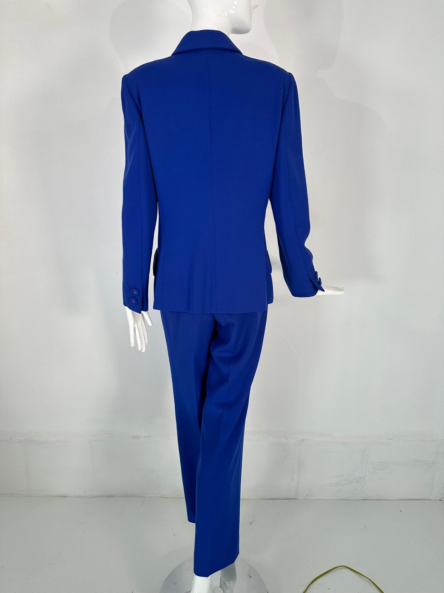Gianni Versace Couture H/W 1995 Königsblauer Wollhosenanzug  im Angebot 3