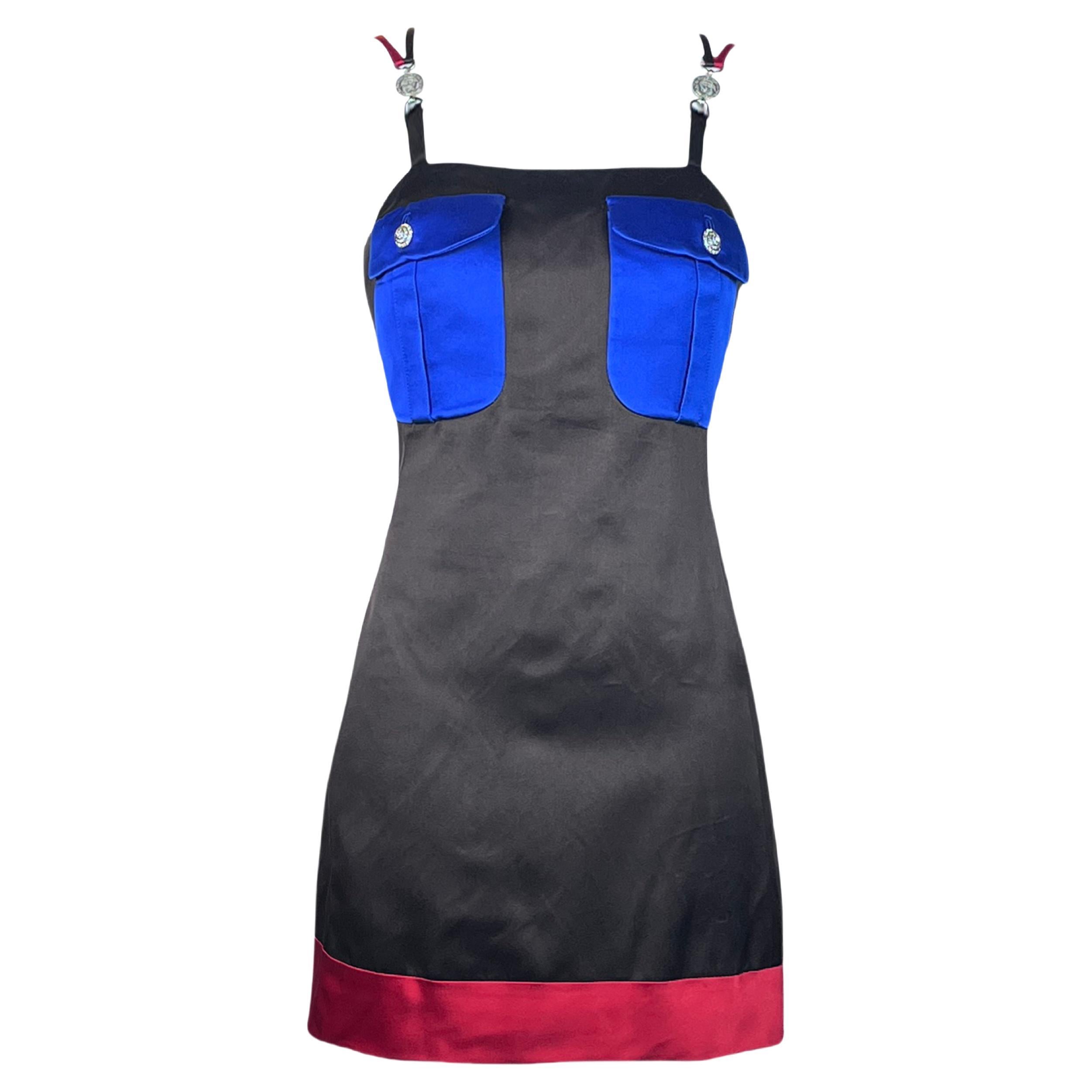 Gianni Versace Couture F/w 1996 Mini Abito con Tasca Patchwork KATE MOSS in vendita