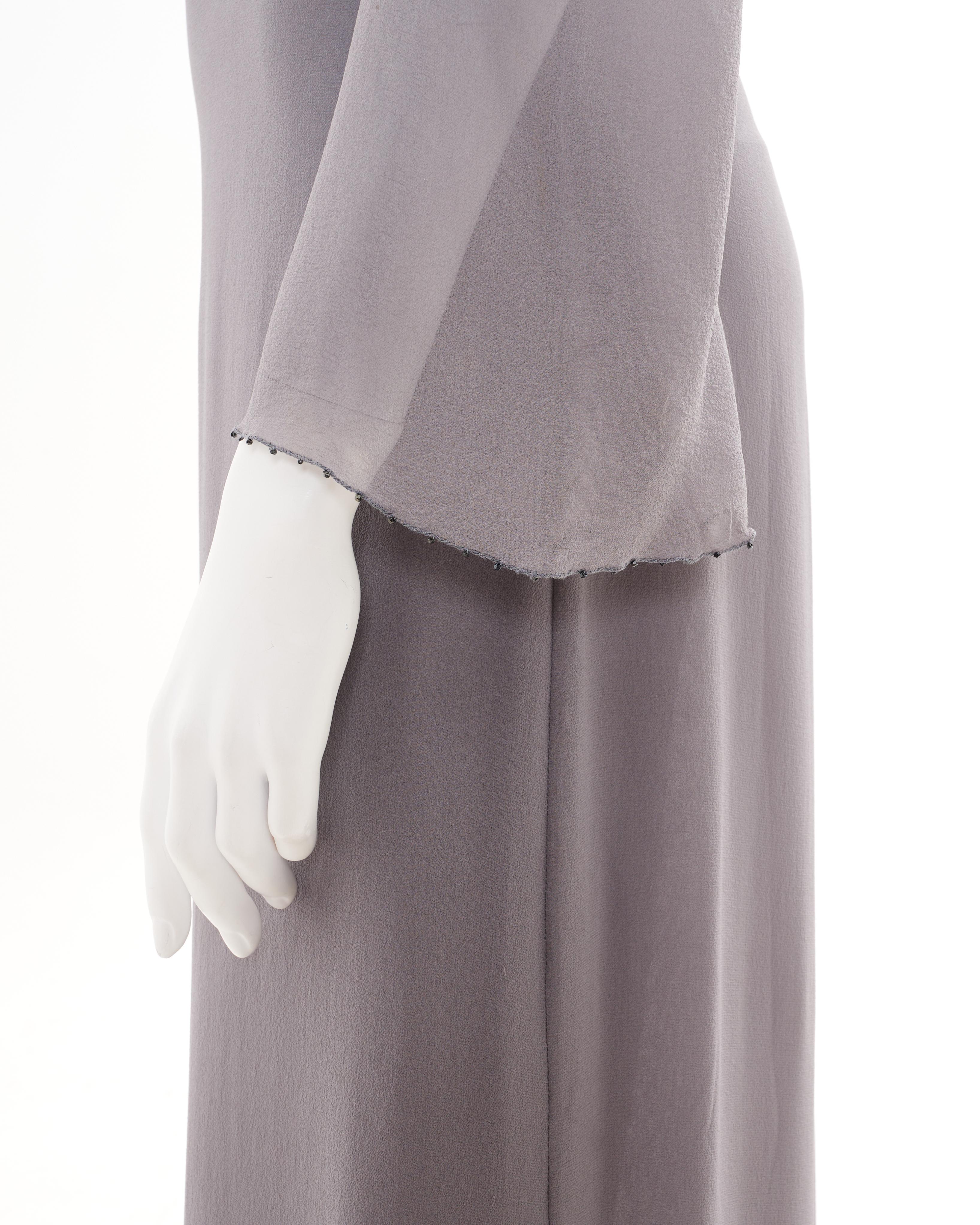 Gianni Versace Couture F/W 1998 Steel grey silk and chainmail evening dress For Sale 9