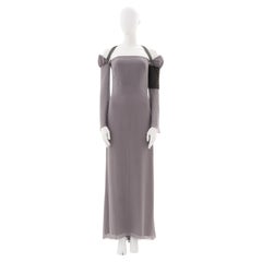 Gianni Versace Couture F/W 1998 Steel grey silk and chainmail evening dress