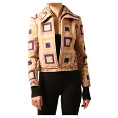 Gianni Versace Couture F/W2000 pink python geometric print leather dress jacket