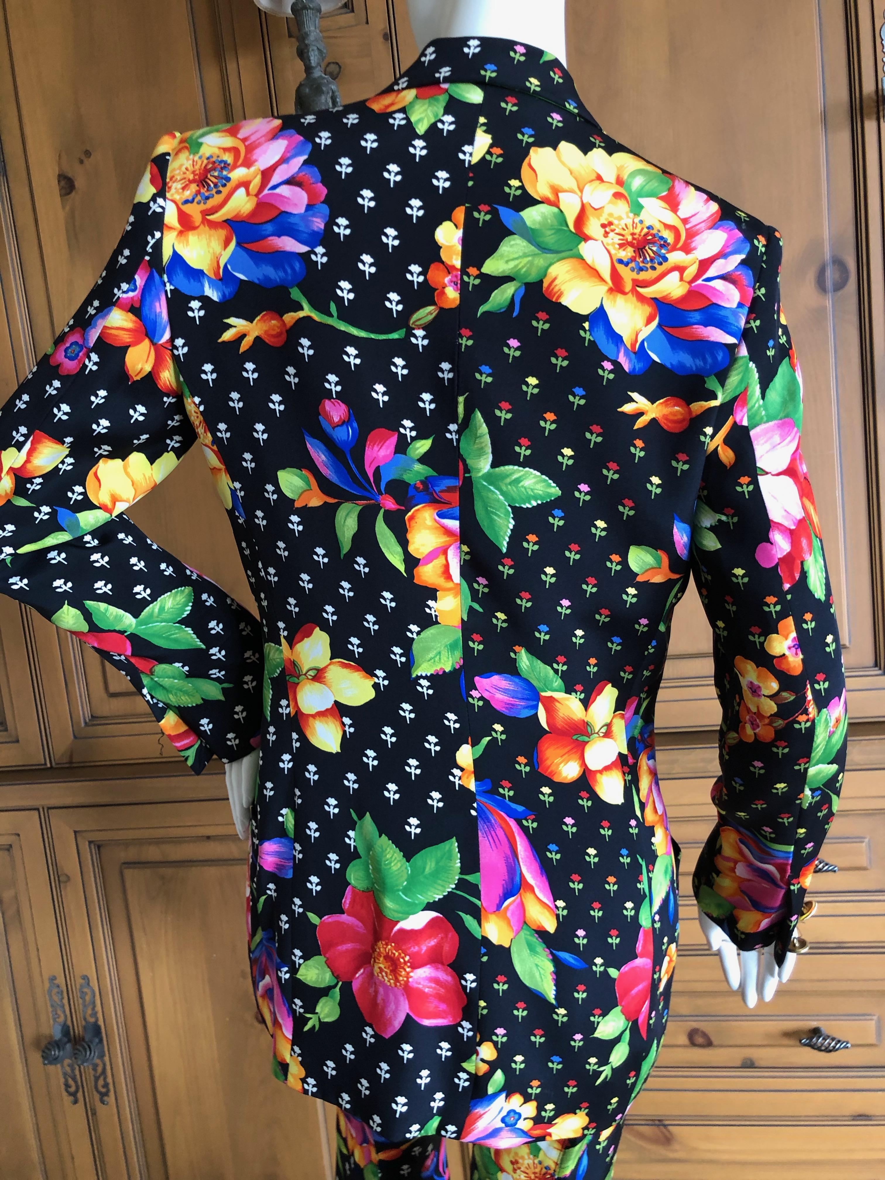 Gianni Versace Couture Fall 1992 Silk Floral Bell Bottom Pant Suit For Sale 4