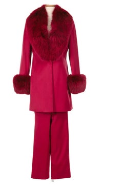Gianni Versace Couture Fall 1998 Fox Fur Trimmed Pant Suit