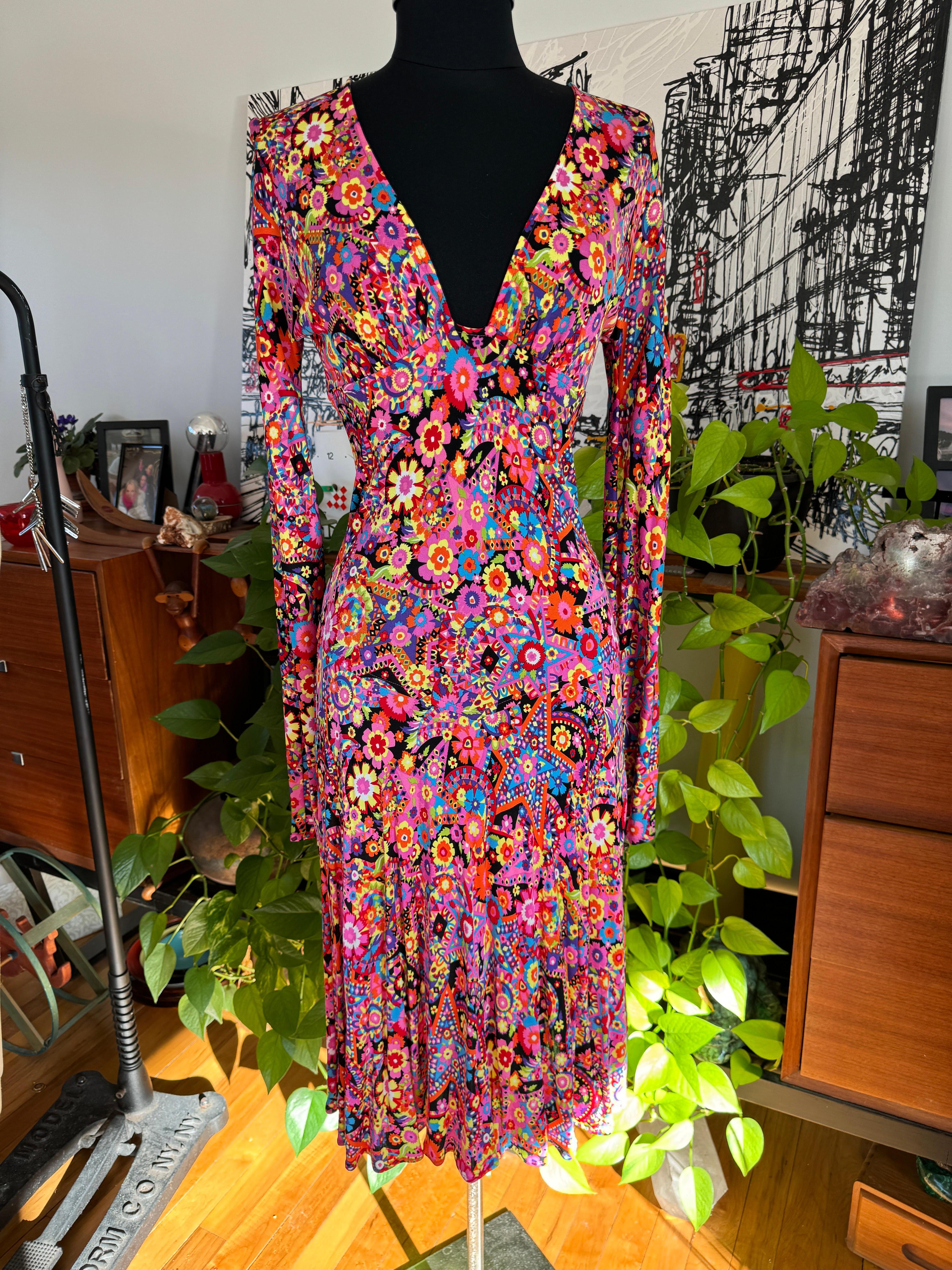Gianni Versace Couture Floral \Dress 2002 Fit and flare For Sale 2