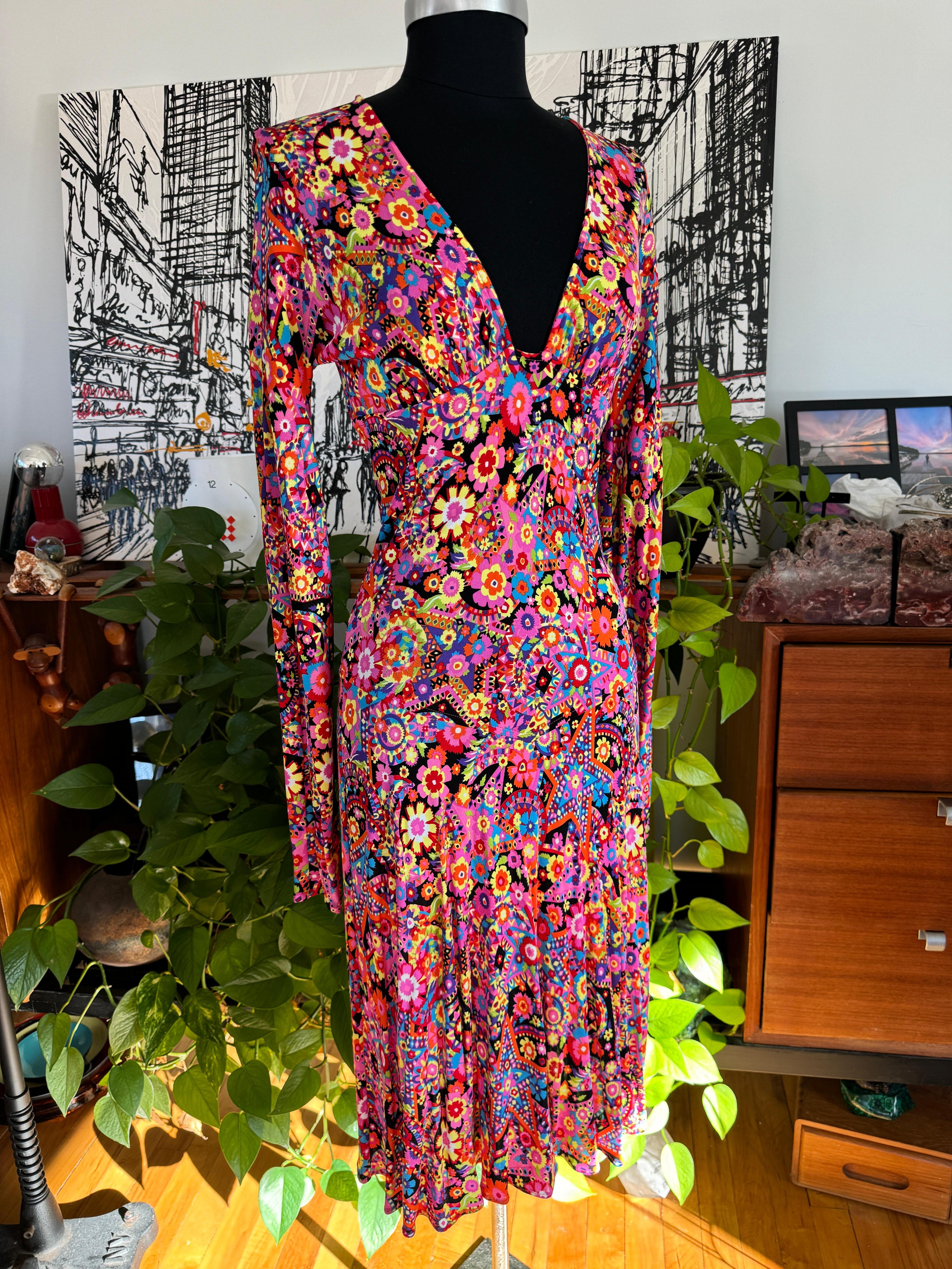 Gianni Versace Couture Floral \Dress 2002 Fit and flare For Sale 3
