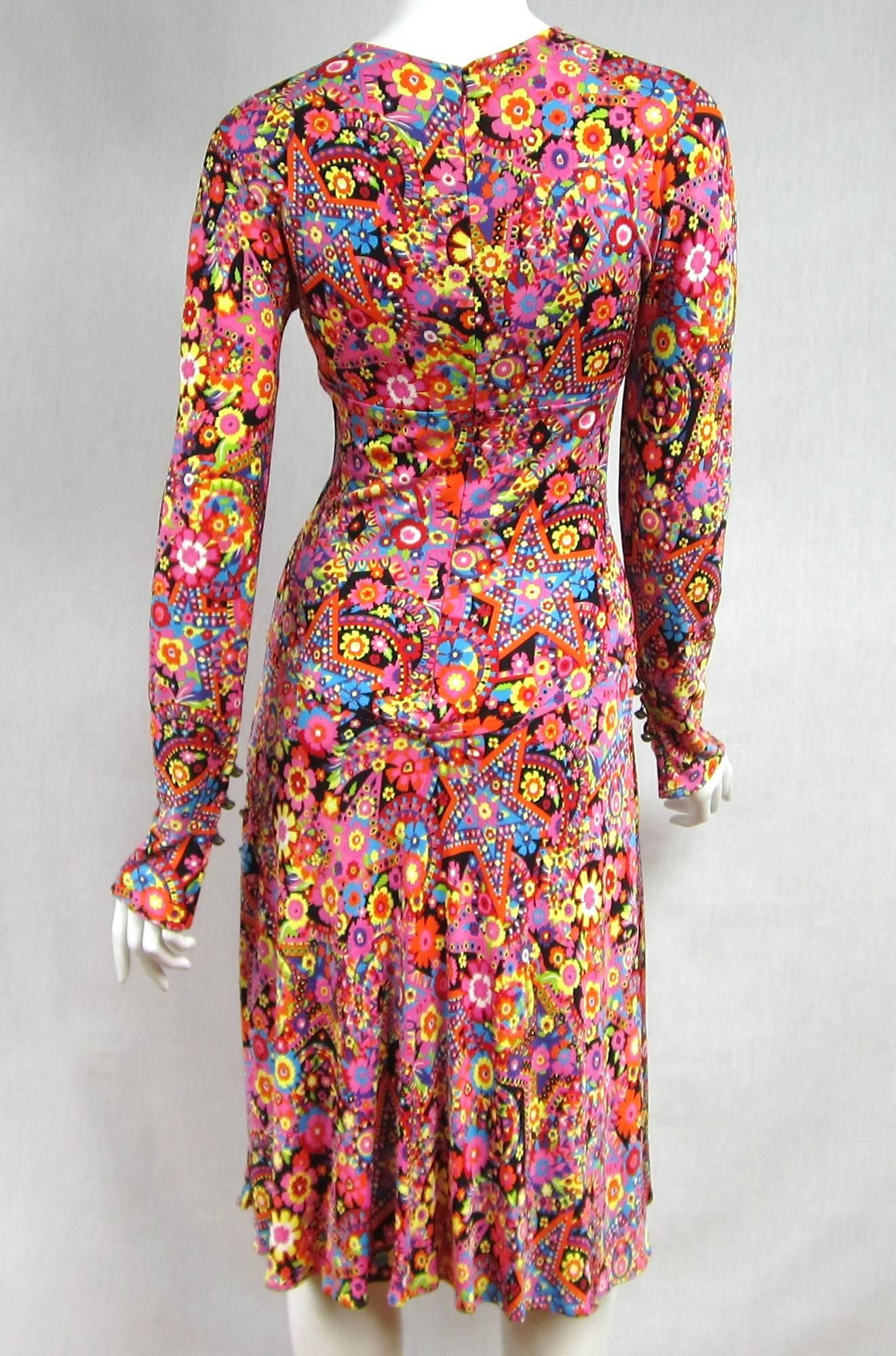 Gianni Versace Couture Floral Abstract Dress 2002 In Excellent Condition For Sale In Wallkill, NY