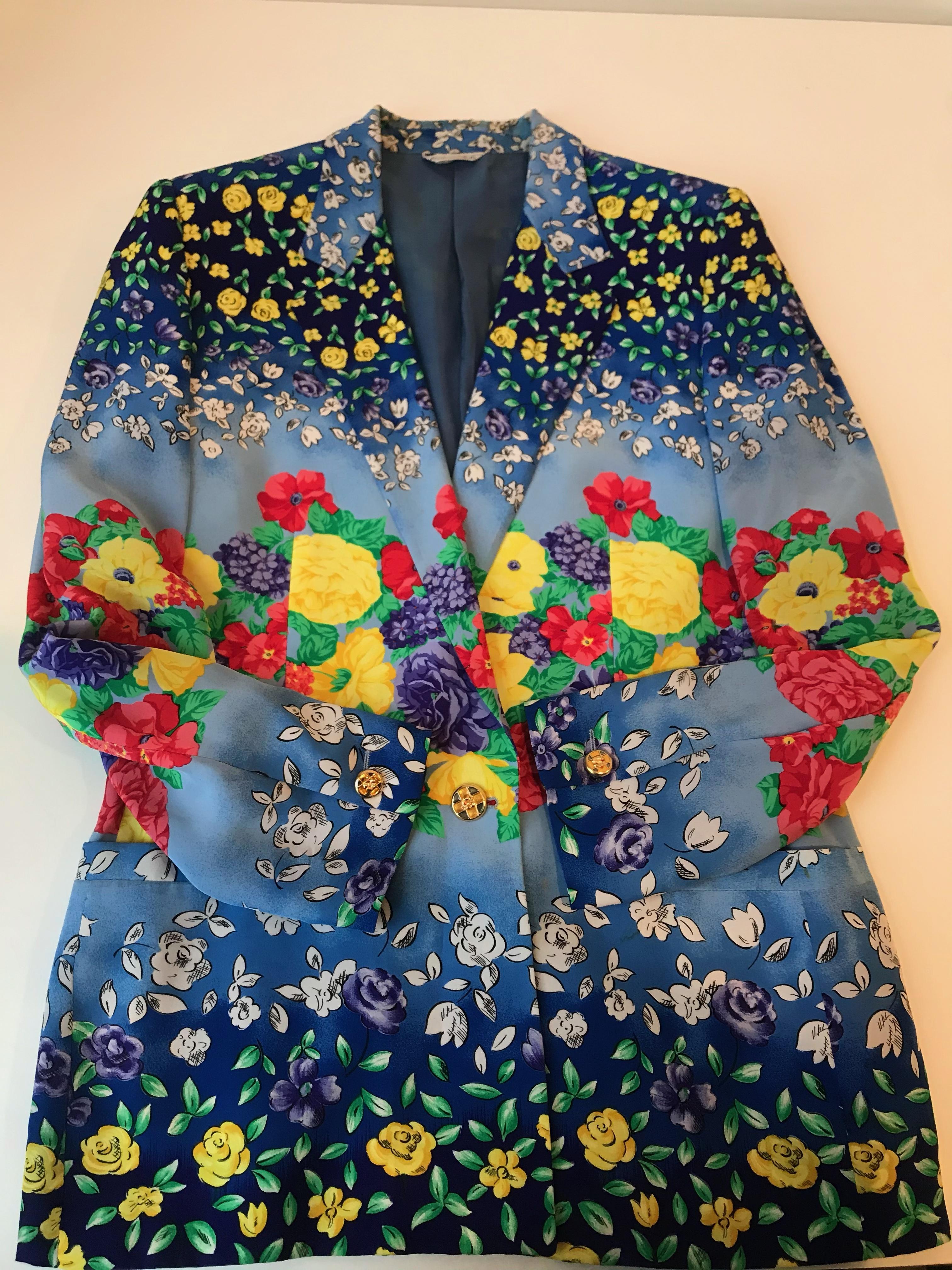 Gianni Versace Couture Floral Print Blazer For Sale 6