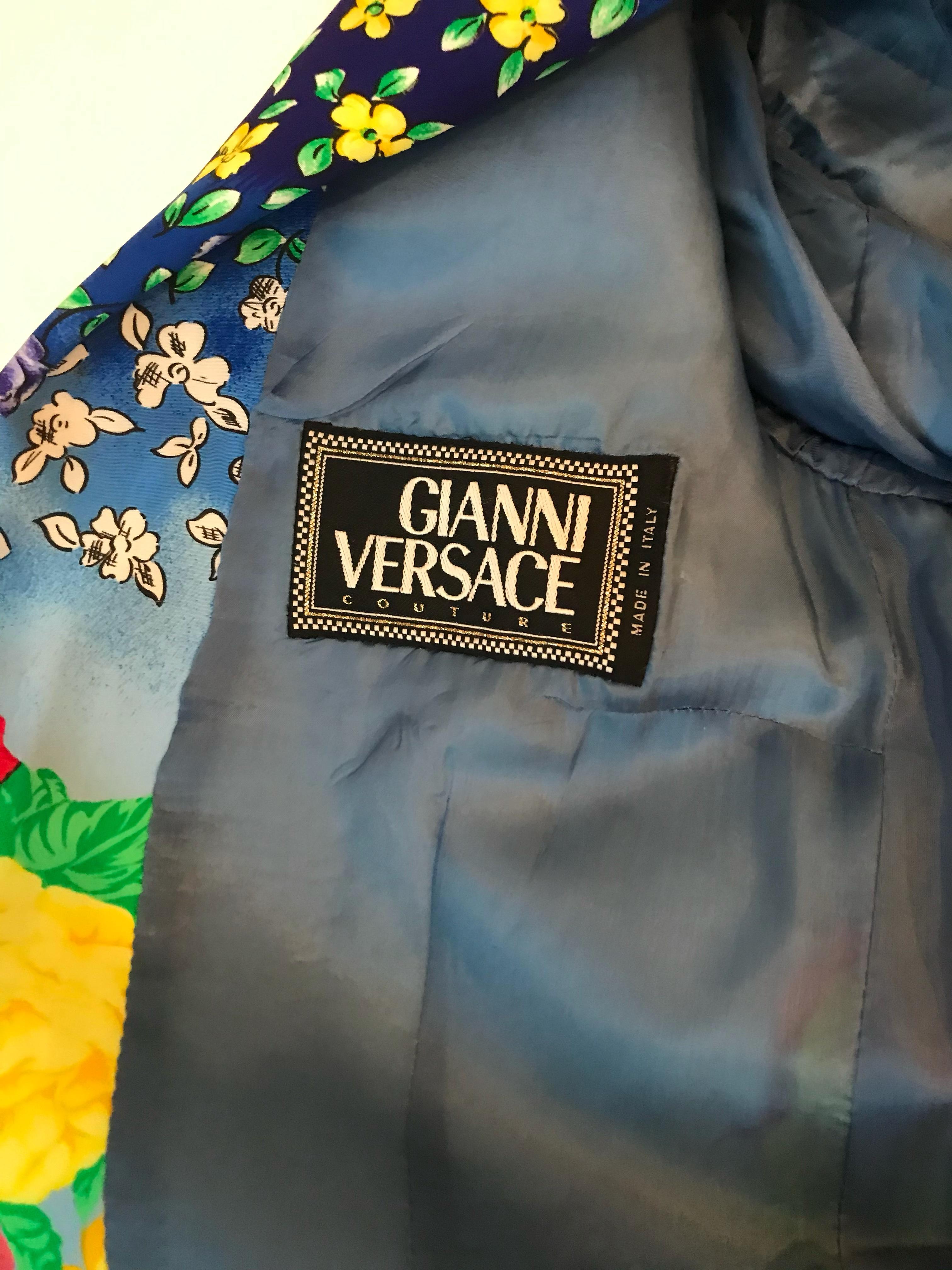Gianni Versace Couture Floral Print Blazer For Sale 4