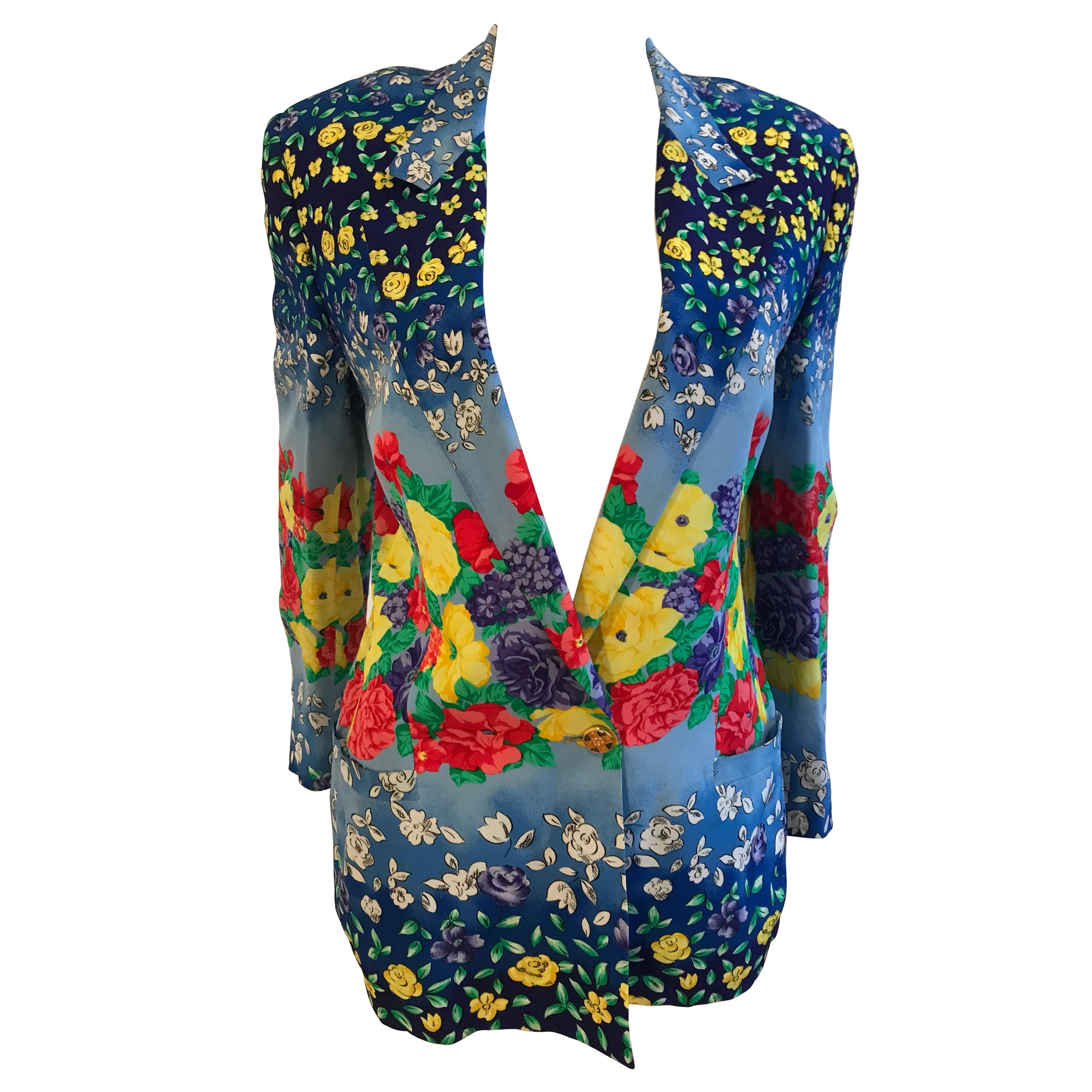 Gianni Versace Couture Floral Print Blazer For Sale