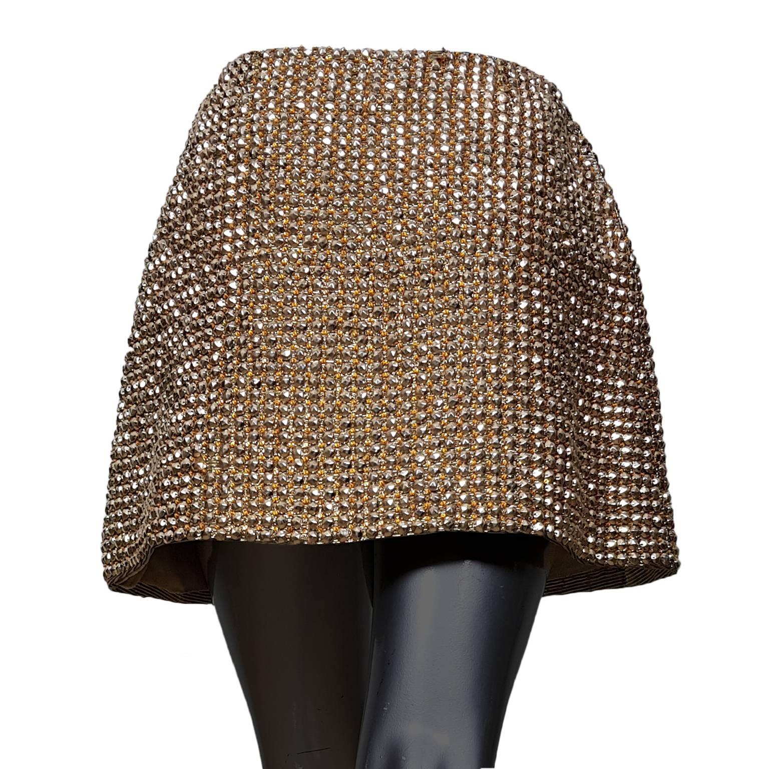 Brown Gianni Versace Couture Golden Jewel Skirt AW 1994 For Sale