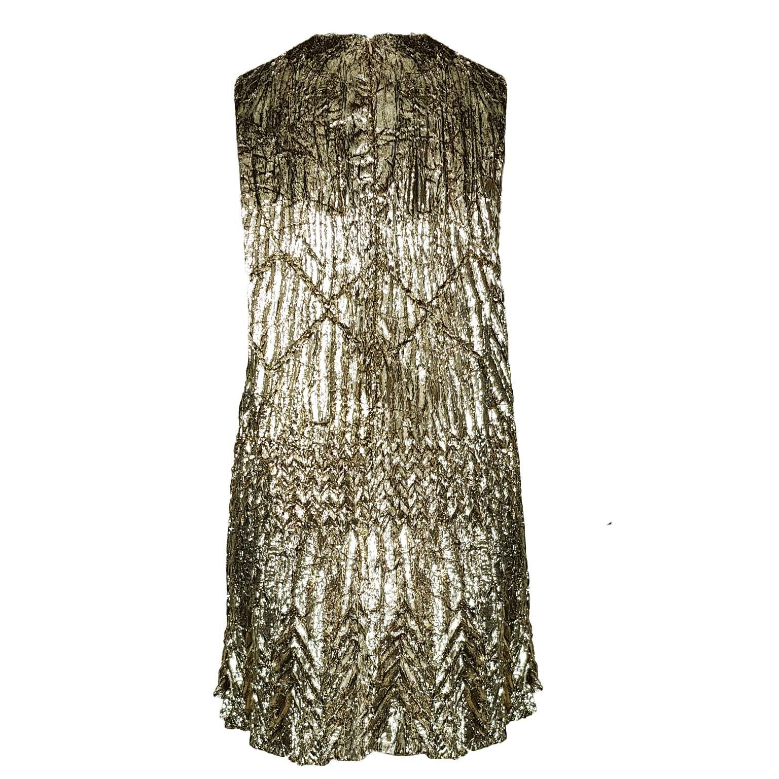 Brown Gianni Versace Couture Golden Pleated Dress, A / W 1994 For Sale