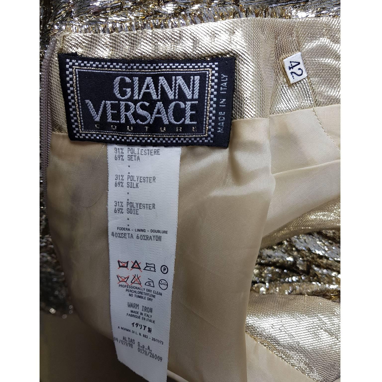 Women's Gianni Versace Couture Golden Pleated Dress, A / W 1994 For Sale
