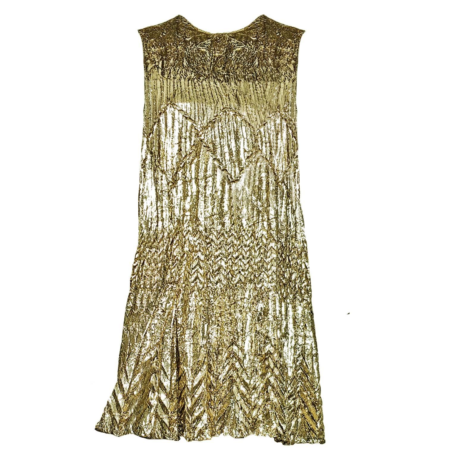 Gianni Versace Couture Golden Pleated Dress, A / W 1994 For Sale
