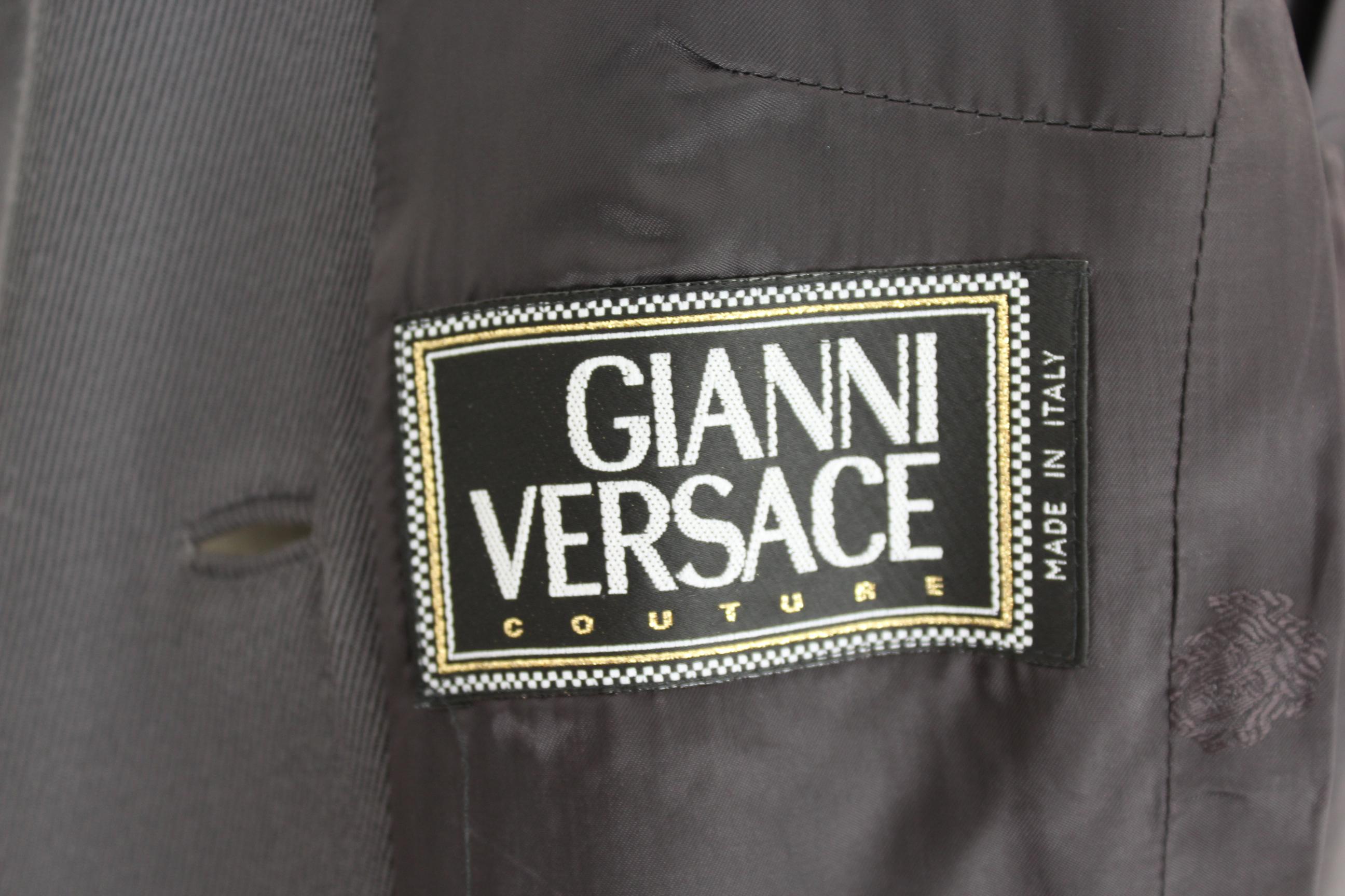 Gianni Versace Couture Gray Wool Double Breasted Classic Jacket Vintage 1990s in vendita 4