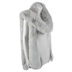 FINAL SALE Gianni Versace Couture Grey Fox Fur Scarf, 94 inch / 240 cm long