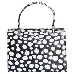 Gianni Versace Couture Handbag Top Handle Black White Abstract Dots Vintage 90s