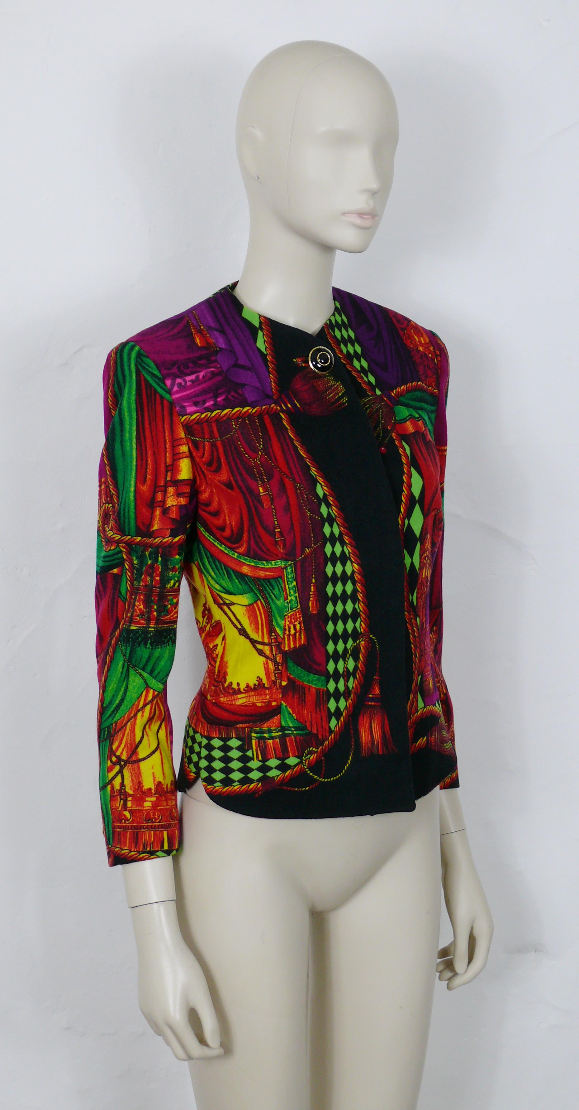 GIANNI VERSACE COUTURE vintage iconic theater drape print wool jacket.

From the Fall/Winter 1991/92 Collection.
I Sipari / Theater Drapes print from Theater series.

This jacket features :
- Opulent print featuring theater drape, tassels and