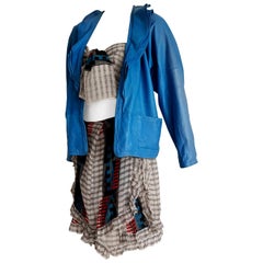 Gianni VERSACE Couture Leather Jacket Top Scarf Skirt Silk Ensemble - Unworn.