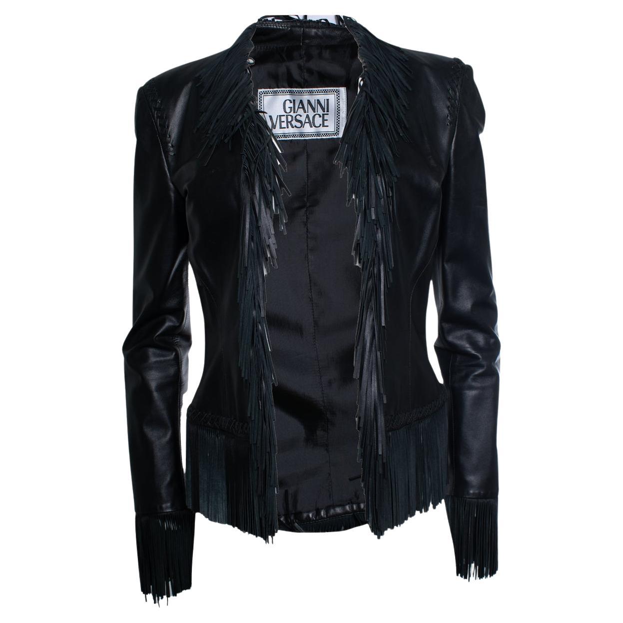 Gianni Versace Couture, leather jacket with fringes