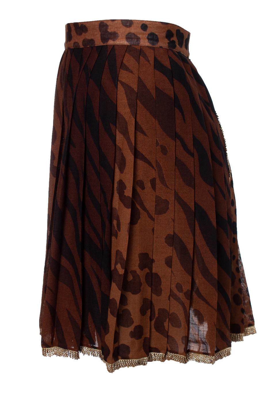 Gianni Versace Couture, Leopard printed and pleated skirt In Excellent Condition For Sale In AMSTERDAM, NL