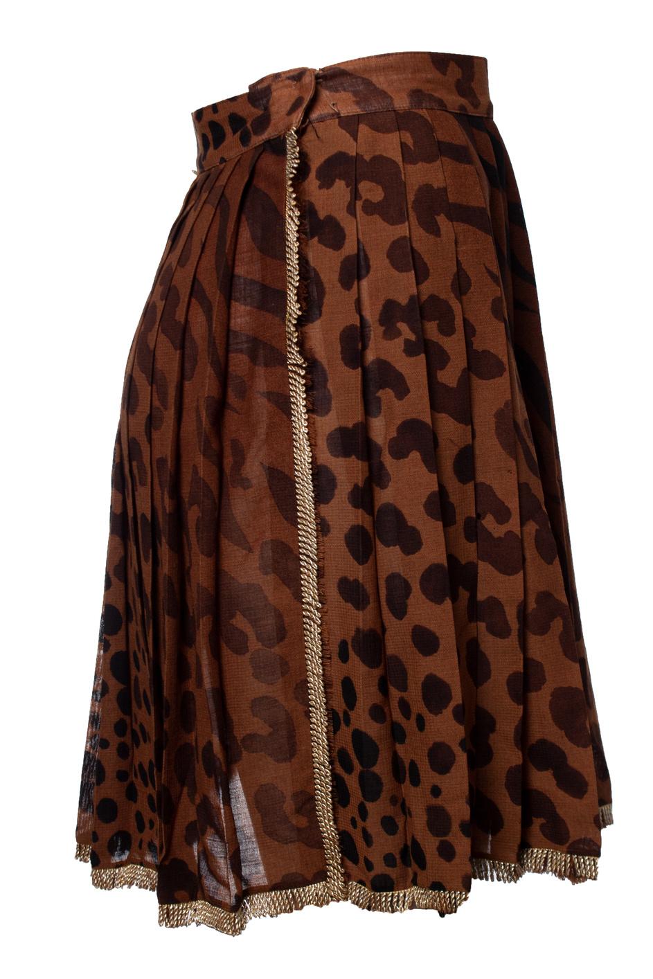 Gianni Versace Couture, Rock mit Leopardenmuster und Falten Damen im Angebot