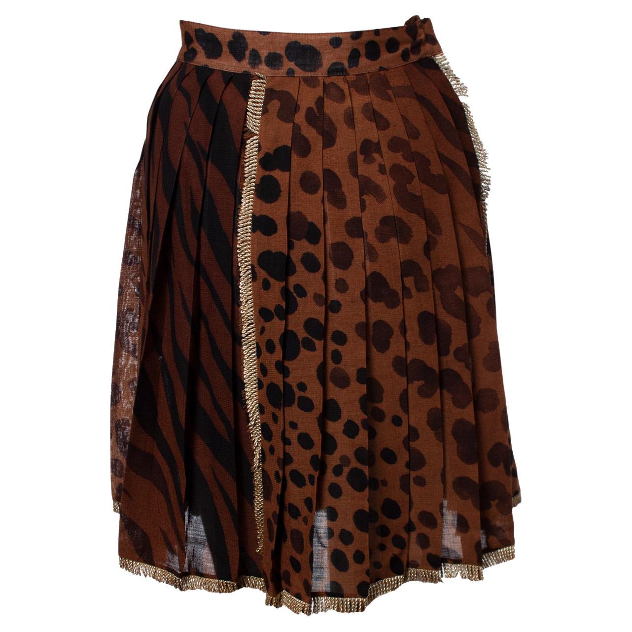Gianni Versace Couture, Leopard printed and pleated skirt For Sale