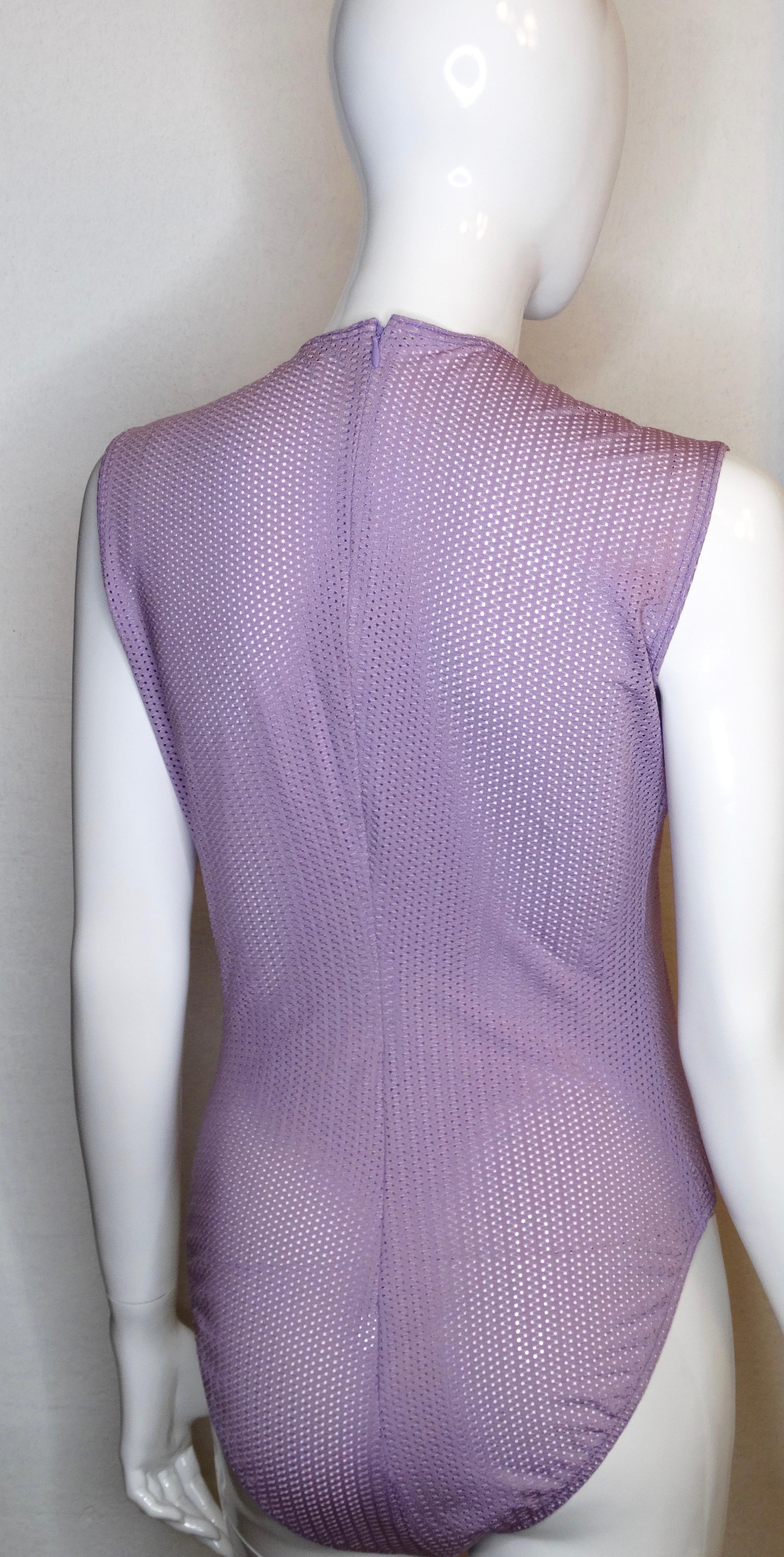 Women's or Men's Gianni Versace Couture Lilac Mesh Bodysuit 