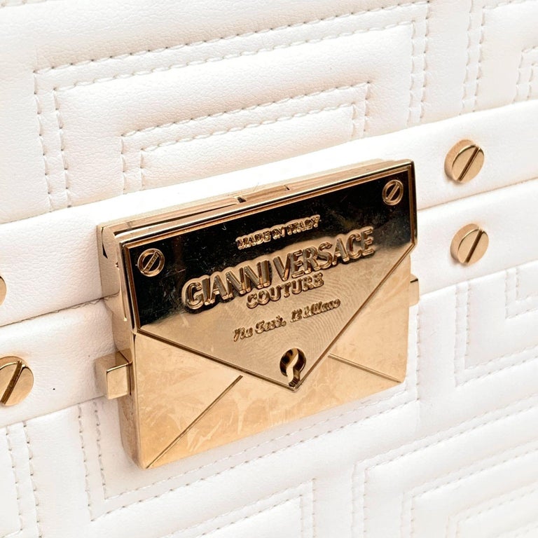 Gianni Versace Couture Limited Edition White Leather Train Case Bag For