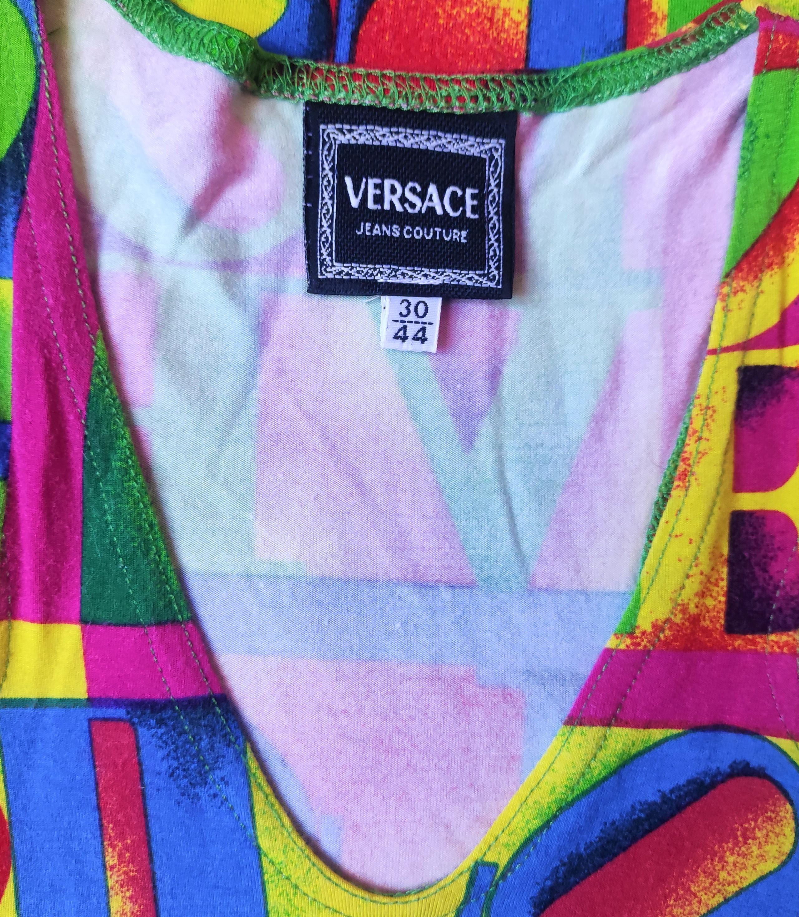 Gianni Versace Couture LOVE Neon Pop Art Robe Marilyn Monroe Betty Boop des années 90 en vente 6