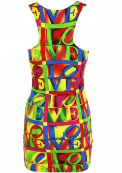 Gianni Versace Couture LOVE Neon Pop Art Marilyn Monroe Betty Boop 90's Dress