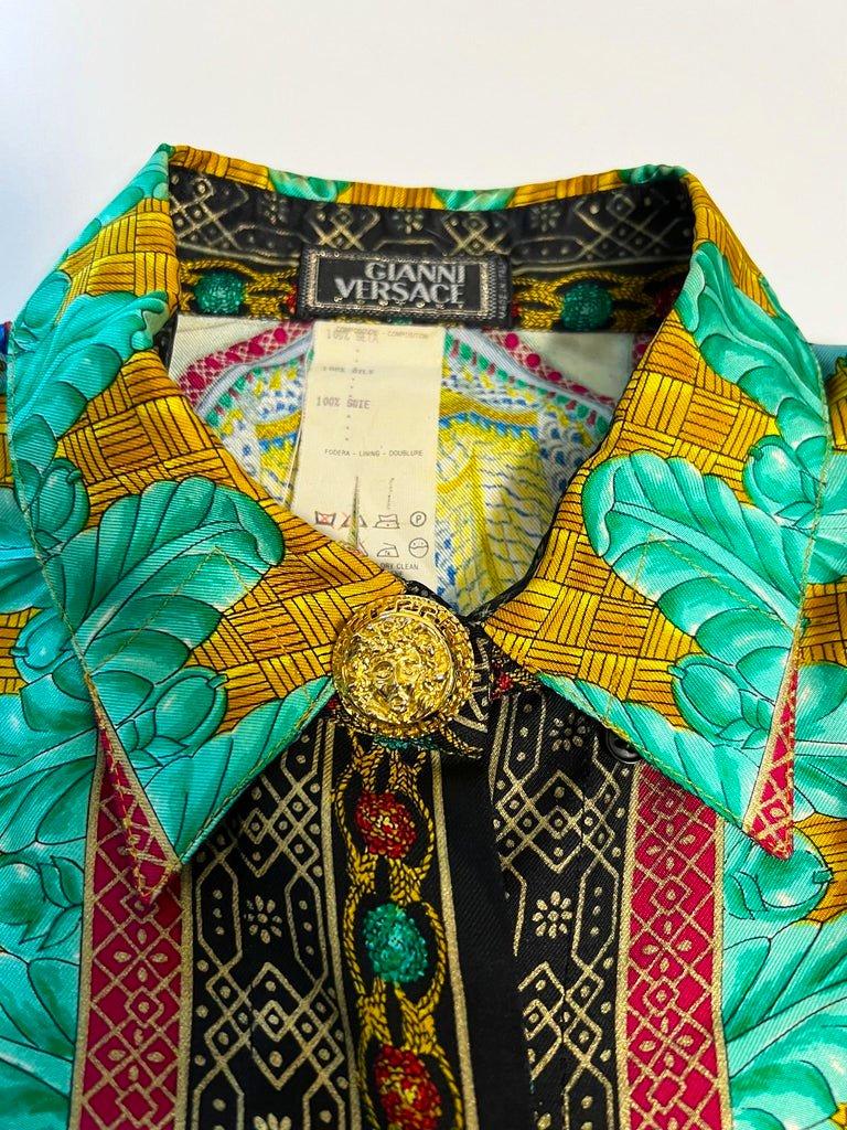 Gianni Versace Couture Marco Polo Peacock Silk Shirt 1992  8