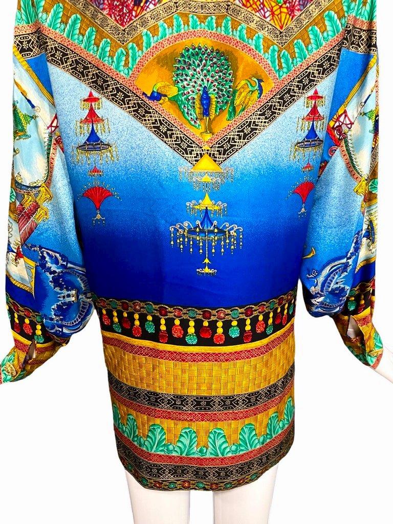 Gianni Versace Couture Marco Polo Peacock Silk Shirt 1992  2