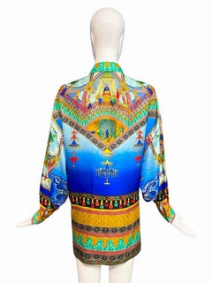 Gianni Versace Couture Marco Polo Peacock Silk Shirt 1992