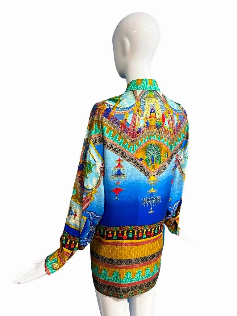 Gianni Versace Couture Marco Polo Peacock Silk Shirt 1992  3