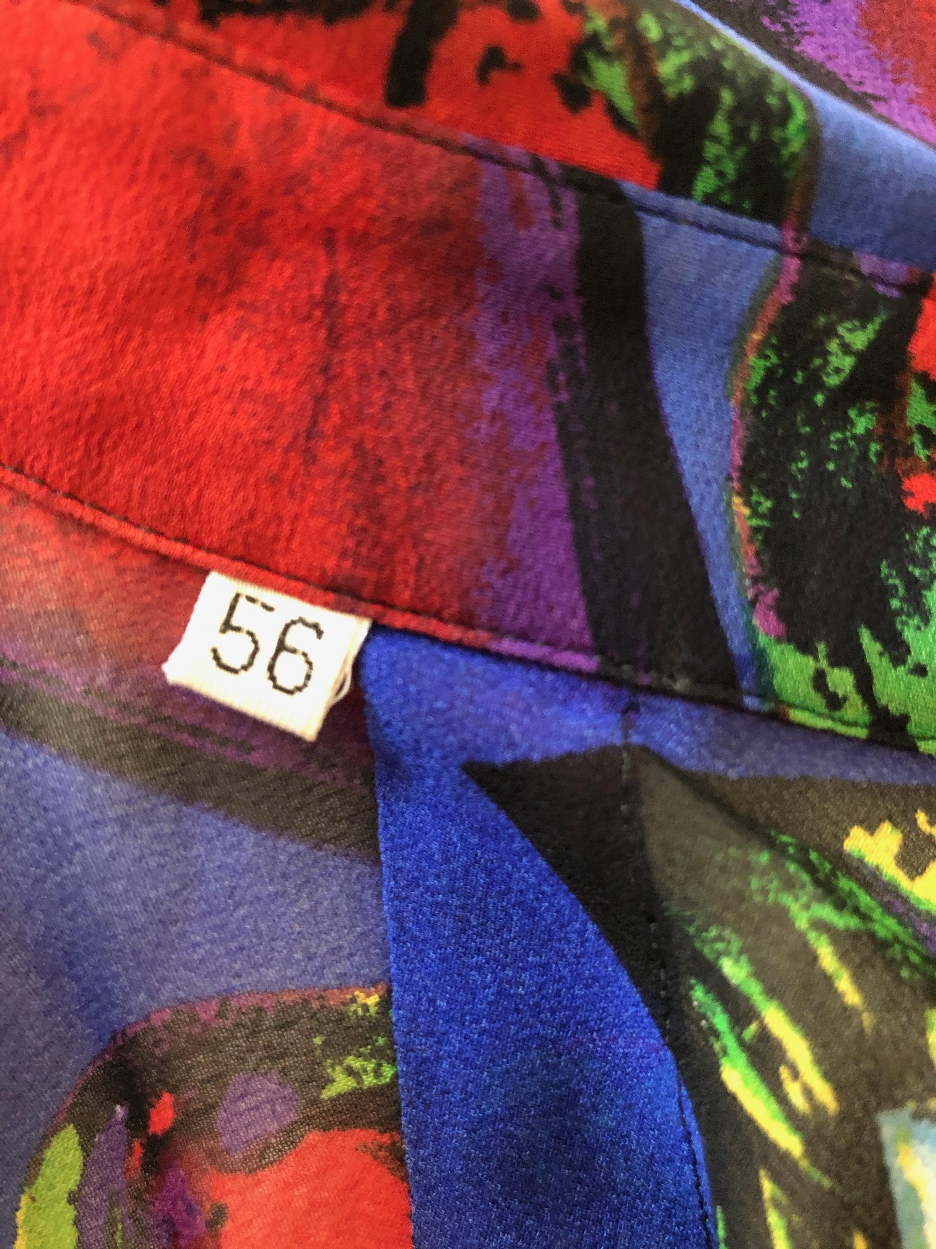 Gianni Versace Couture Men’s Sheer Silk Shirt 1997 Jim Dine Heart Print Size XXL For Sale 3