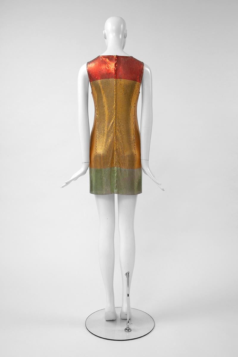 Brown Gianni Versace Couture Metal Mesh Mini Dress, Fall-Winter 1996-1997