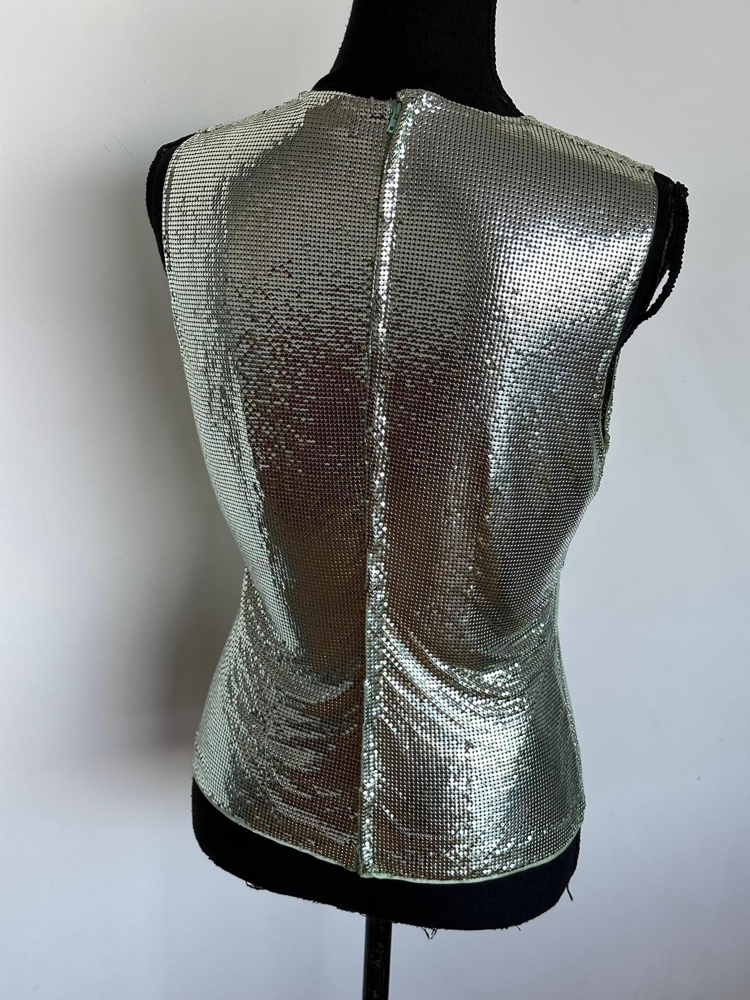 Gianni Versace Couture Metallic Mesh Top For Sale 1